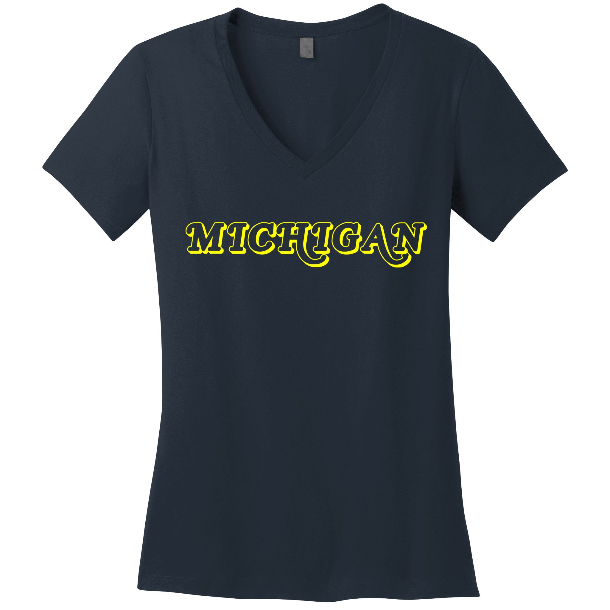 Retro Michigan Logo Women's V-Neck T-Shirt