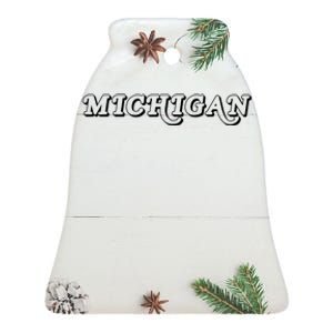 Retro Michigan Logo Ceramic Bell Ornament