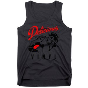 Retro Music Lover Quote Delicious Meme Vinyl Funny Basic Tank Top