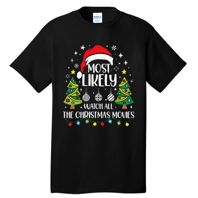 Retro Most Likely To Watch All The Christmas Movies Family Tall T-Shirt