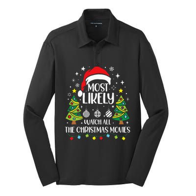 Retro Most Likely To Watch All The Christmas Movies Family Silk Touch Performance Long Sleeve Polo