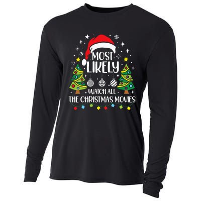 Retro Most Likely To Watch All The Christmas Movies Family Cooling Performance Long Sleeve Crew