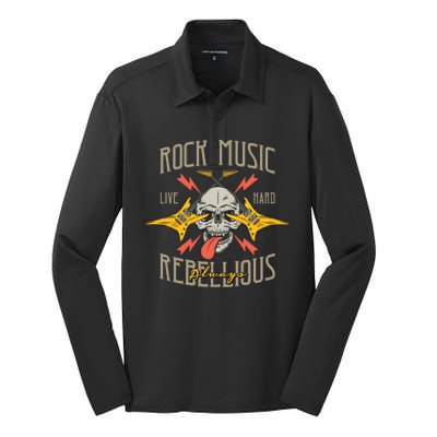 Rock Music Live Hard Always Silk Touch Performance Long Sleeve Polo