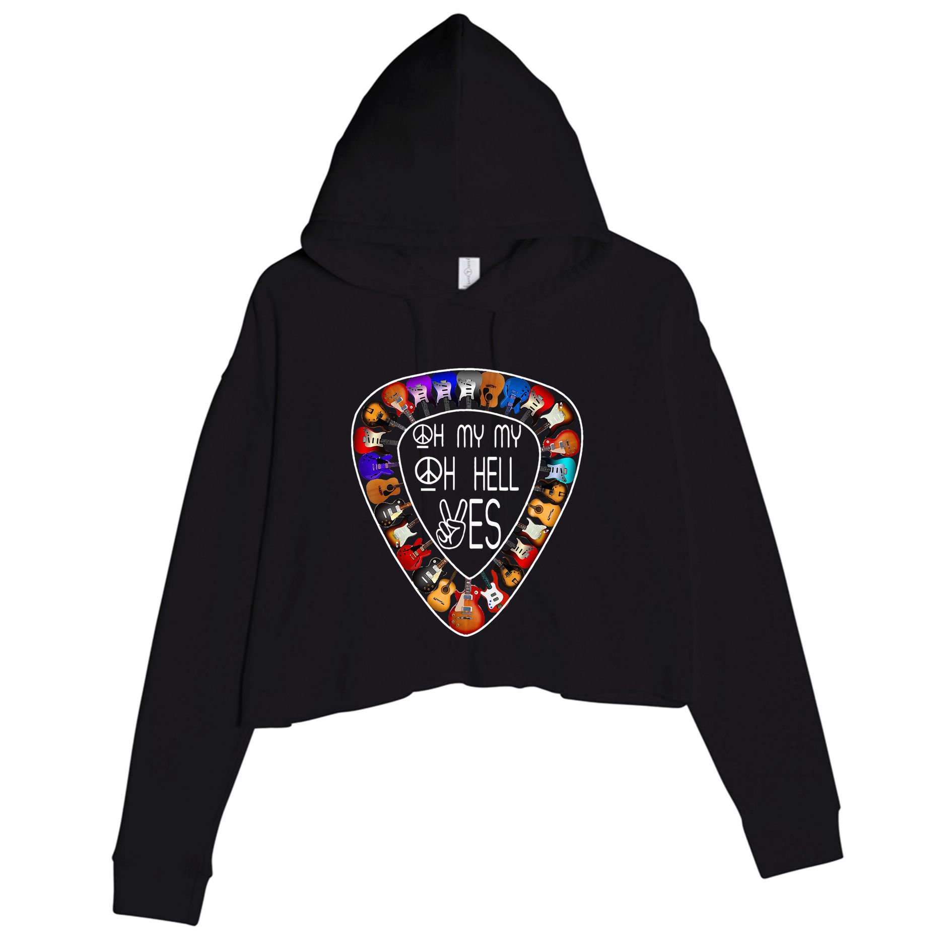 Retro Music Lover's Yes Hells My Petty Guitar Crop Fleece Hoodie