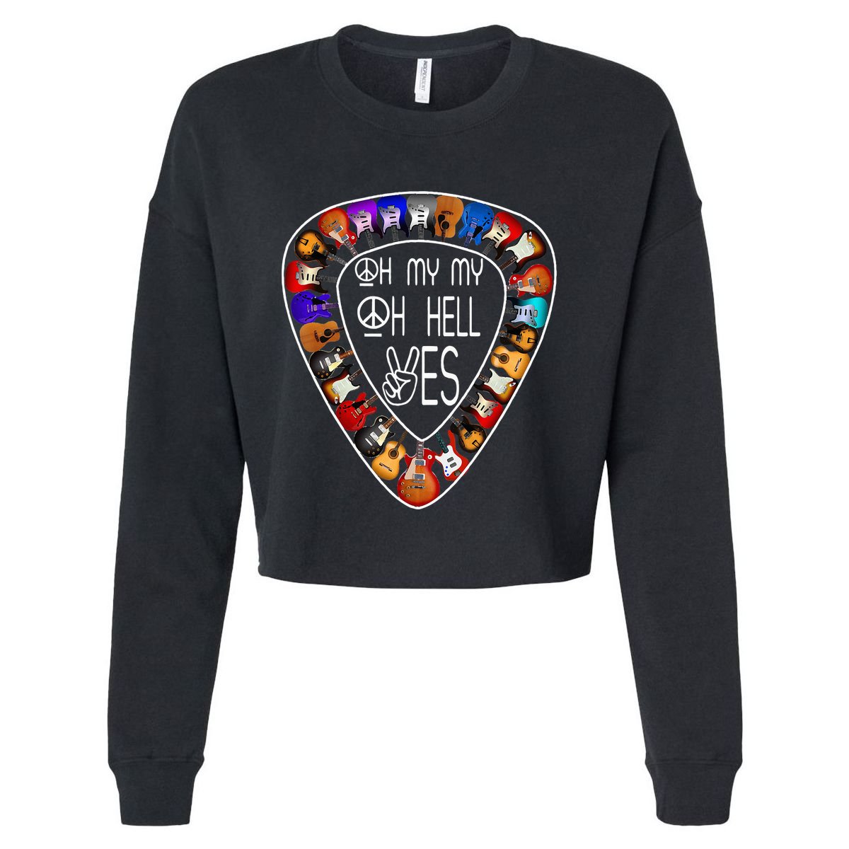 Retro Music Lover's Yes Hells My Petty Guitar Cropped Pullover Crew