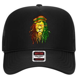 Reggae Music Lovers Jamaican Lion High Crown Mesh Back Trucker Hat