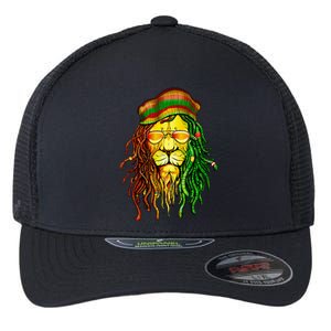 Reggae Music Lovers Jamaican Lion Flexfit Unipanel Trucker Cap