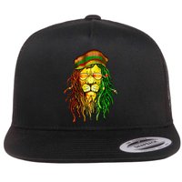 Reggae Music Lovers Jamaican Lion Flat Bill Trucker Hat