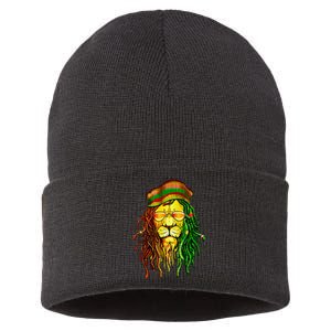 Reggae Music Lovers Jamaican Lion Sustainable Knit Beanie