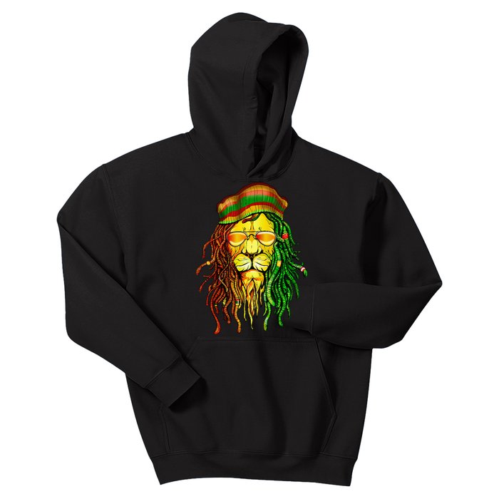 Reggae Music Lovers Jamaican Lion Kids Hoodie