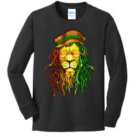 Reggae Music Lovers Jamaican Lion Kids Long Sleeve Shirt