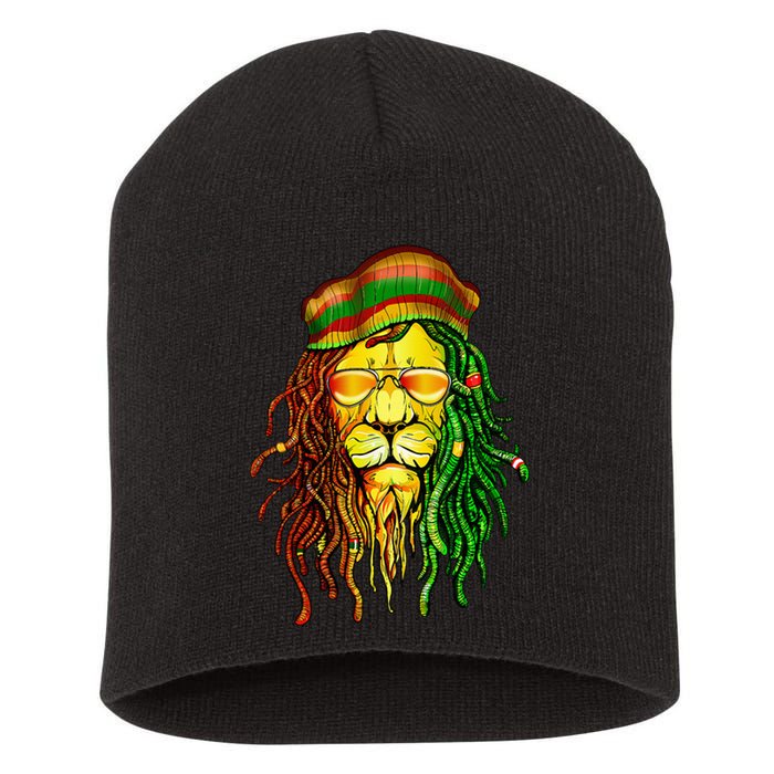 Reggae Music Lovers Jamaican Lion Short Acrylic Beanie