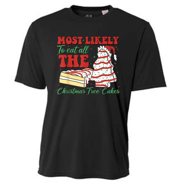 Retro Most Likely To Eat All The Christmas Tree Cakes Debbie Cooling Performance Crew T-Shirt