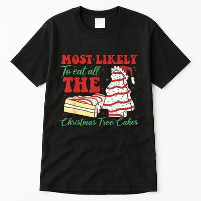 Retro Most Likely To Eat All The Christmas Tree Cakes Debbie Tall T-Shirt