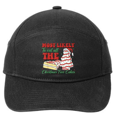Retro Most Likely To Eat All The Christmas Tree Cakes Debbie 7-Panel Snapback Hat