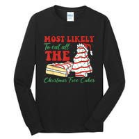 Retro Most Likely To Eat All The Christmas Tree Cakes Debbie Tall Long Sleeve T-Shirt