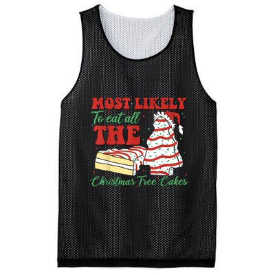 Retro Most Likely To Eat All The Christmas Tree Cakes Debbie Mesh Reversible Basketball Jersey Tank