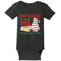 Retro Most Likely To Eat All The Christmas Tree Cakes Debbie Baby Bodysuit
