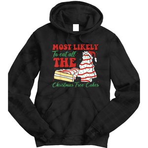 Retro Most Likely To Eat All The Christmas Tree Cakes Debbie Tie Dye Hoodie