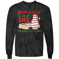 Retro Most Likely To Eat All The Christmas Tree Cakes Debbie Tie-Dye Long Sleeve Shirt