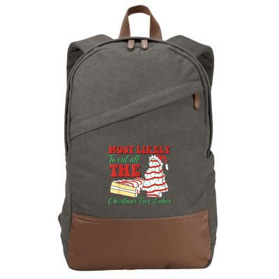 Retro Most Likely To Eat All The Christmas Tree Cakes Debbie Cotton Canvas Backpack