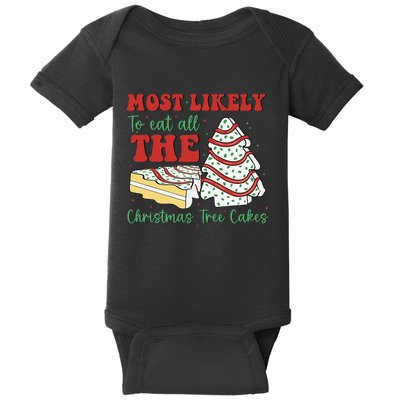 Retro Most Likely To Eat All The Christmas Tree Cakes Debbie Baby Bodysuit