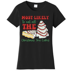 Retro Most Likely To Eat All The Christmas Tree Cakes Debbie Women's T-Shirt