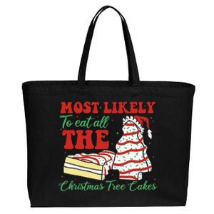 Retro Most Likely To Eat All The Christmas Tree Cakes Debbie Cotton Canvas Jumbo Tote