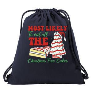 Retro Most Likely To Eat All The Christmas Tree Cakes Debbie Drawstring Bag