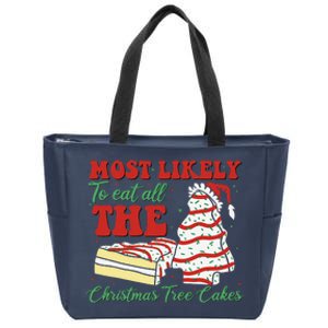 Retro Most Likely To Eat All The Christmas Tree Cakes Debbie Zip Tote Bag