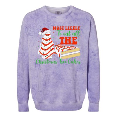 Retro Most Likely To Eat All The Christmas Tree Cakes Debbie Colorblast Crewneck Sweatshirt