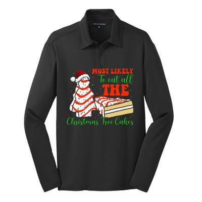 Retro Most Likely To Eat All The Christmas Tree Cakes Debbie Silk Touch Performance Long Sleeve Polo