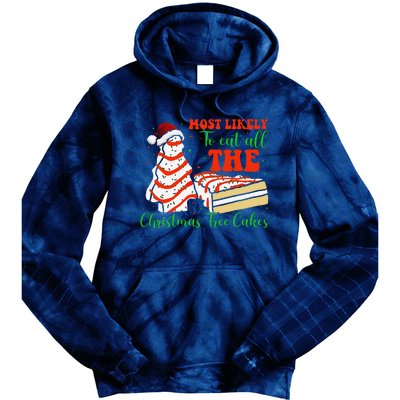 Retro Most Likely To Eat All The Christmas Tree Cakes Debbie Tie Dye Hoodie