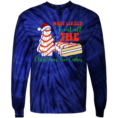 Retro Most Likely To Eat All The Christmas Tree Cakes Debbie Tie-Dye Long Sleeve Shirt