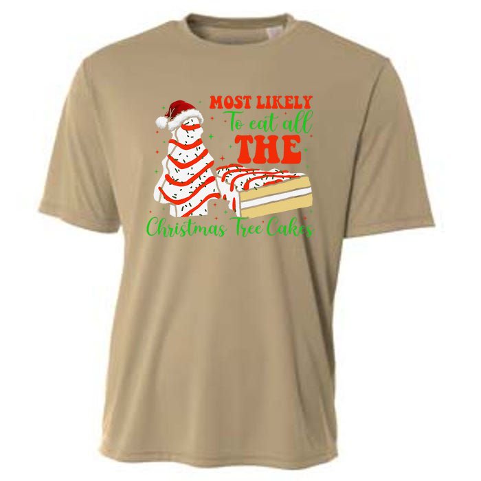 Retro Most Likely To Eat All The Christmas Tree Cakes Debbie Cooling Performance Crew T-Shirt