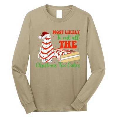 Retro Most Likely To Eat All The Christmas Tree Cakes Debbie Long Sleeve Shirt