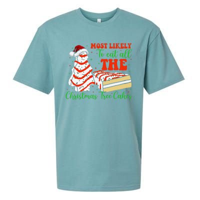 Retro Most Likely To Eat All The Christmas Tree Cakes Debbie Sueded Cloud Jersey T-Shirt