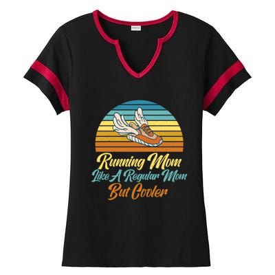 Running Mom Like A Regular Mom But Cooler Marathon Runner Meaningful Gift Ladies Halftime Notch Neck Tee