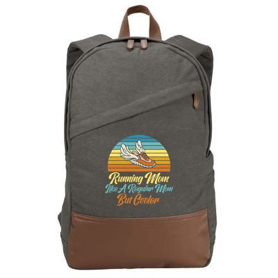 Running Mom Like A Regular Mom But Cooler Marathon Runner Meaningful Gift Cotton Canvas Backpack