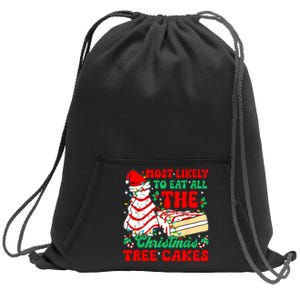 Retro Most Likely To Eat All The Christmas Tree Cakes Debbie Sweatshirt Cinch Pack Bag