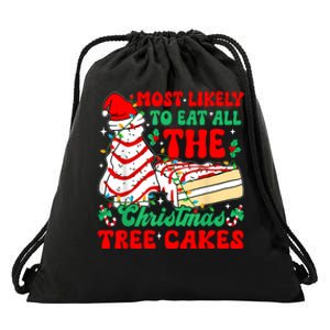 Retro Most Likely To Eat All The Christmas Tree Cakes Debbie Drawstring Bag