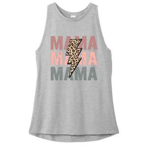 Retro Mama Leopard Mama Ladies PosiCharge Tri-Blend Wicking Tank