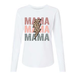 Retro Mama Leopard Mama Womens Cotton Relaxed Long Sleeve T-Shirt