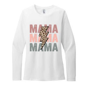 Retro Mama Leopard Mama Womens CVC Long Sleeve Shirt