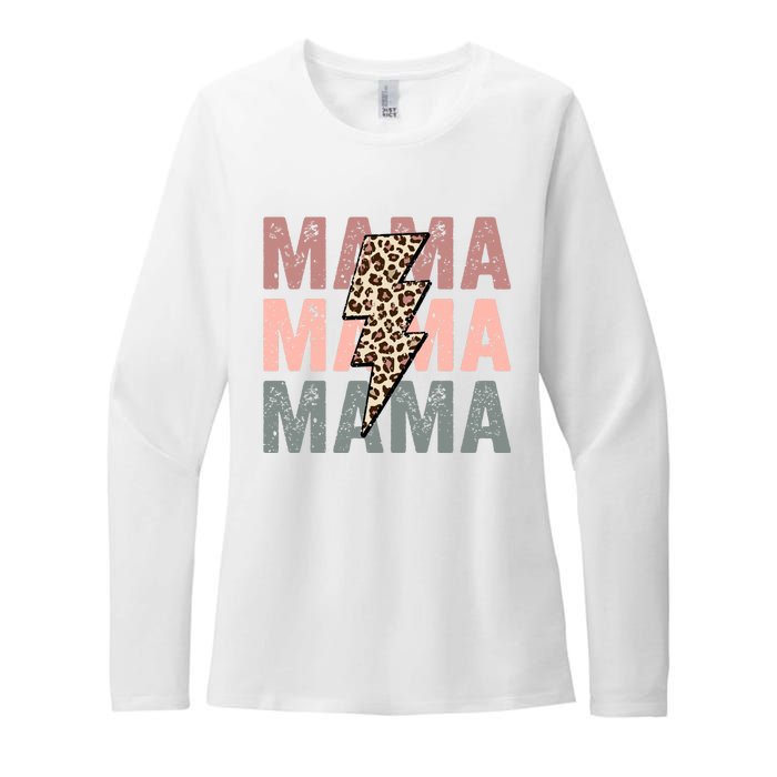 Retro Mama Leopard Mama Womens CVC Long Sleeve Shirt