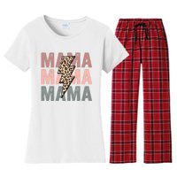 Retro Mama Leopard Mama Women's Flannel Pajama Set