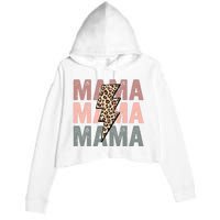 Retro Mama Leopard Mama Crop Fleece Hoodie