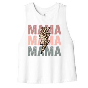 Retro Mama Leopard Mama Women's Racerback Cropped Tank