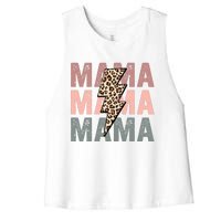 Retro Mama Leopard Mama Women's Racerback Cropped Tank