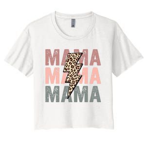 Retro Mama Leopard Mama Women's Crop Top Tee